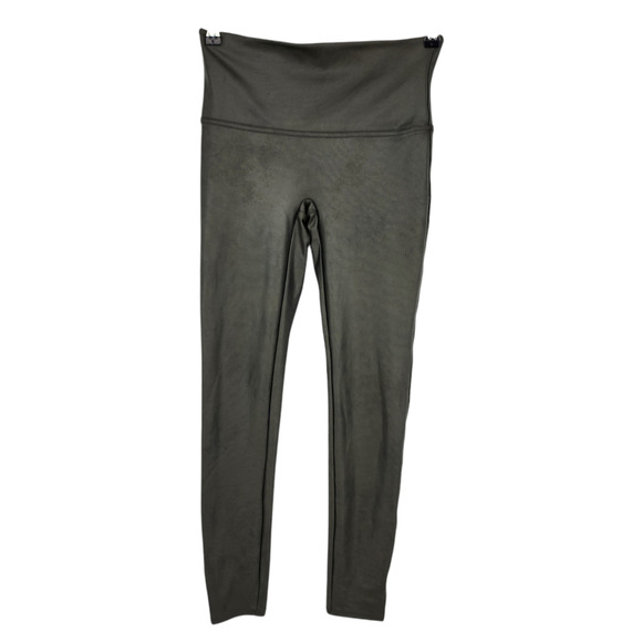 SPANX High Waist Faux Leather Leggings in Olive Green Size Large - Picture 1 of 4